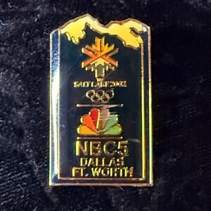 VTG NBC 5 Dallas Ft Worth Salt Lake City Olympics Pin Gold Tone Collectible